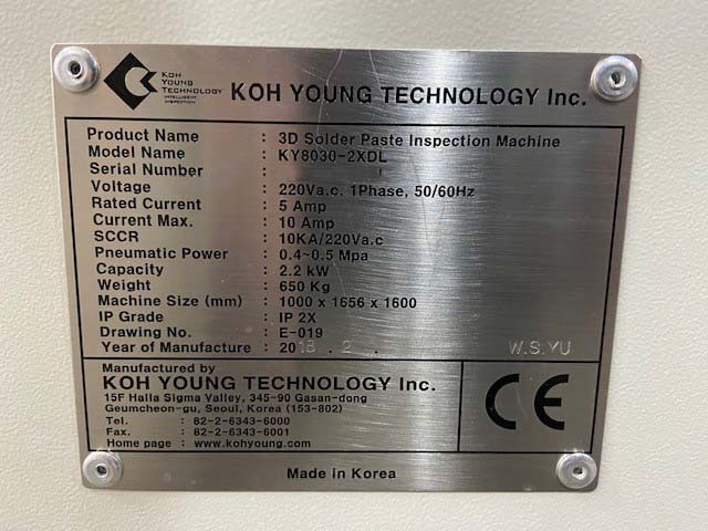 圖為 已使用的 KOH-YOUNG KY8030II XDL 待售