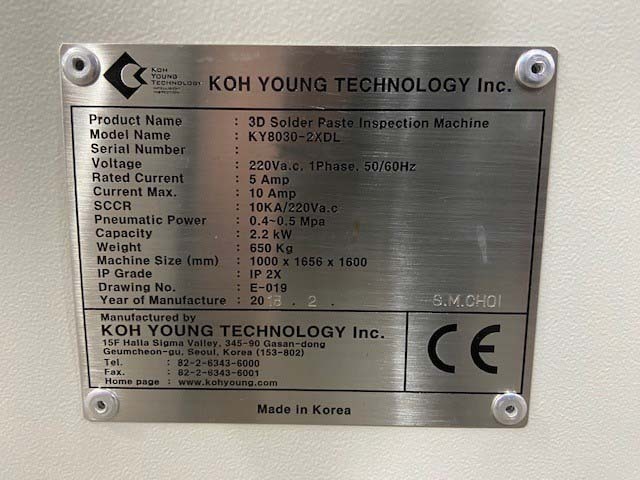 圖為 已使用的 KOH-YOUNG KY8030II XDL 待售