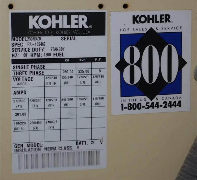 KOHLER 250ROZD Power Supply used for sale price #9010371