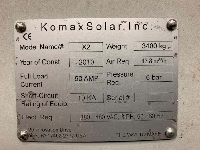 Photo Used KOMAX X2 For Sale