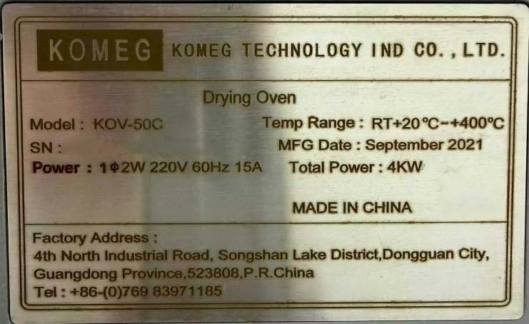Photo Used KOMEG KOV-50C For Sale
