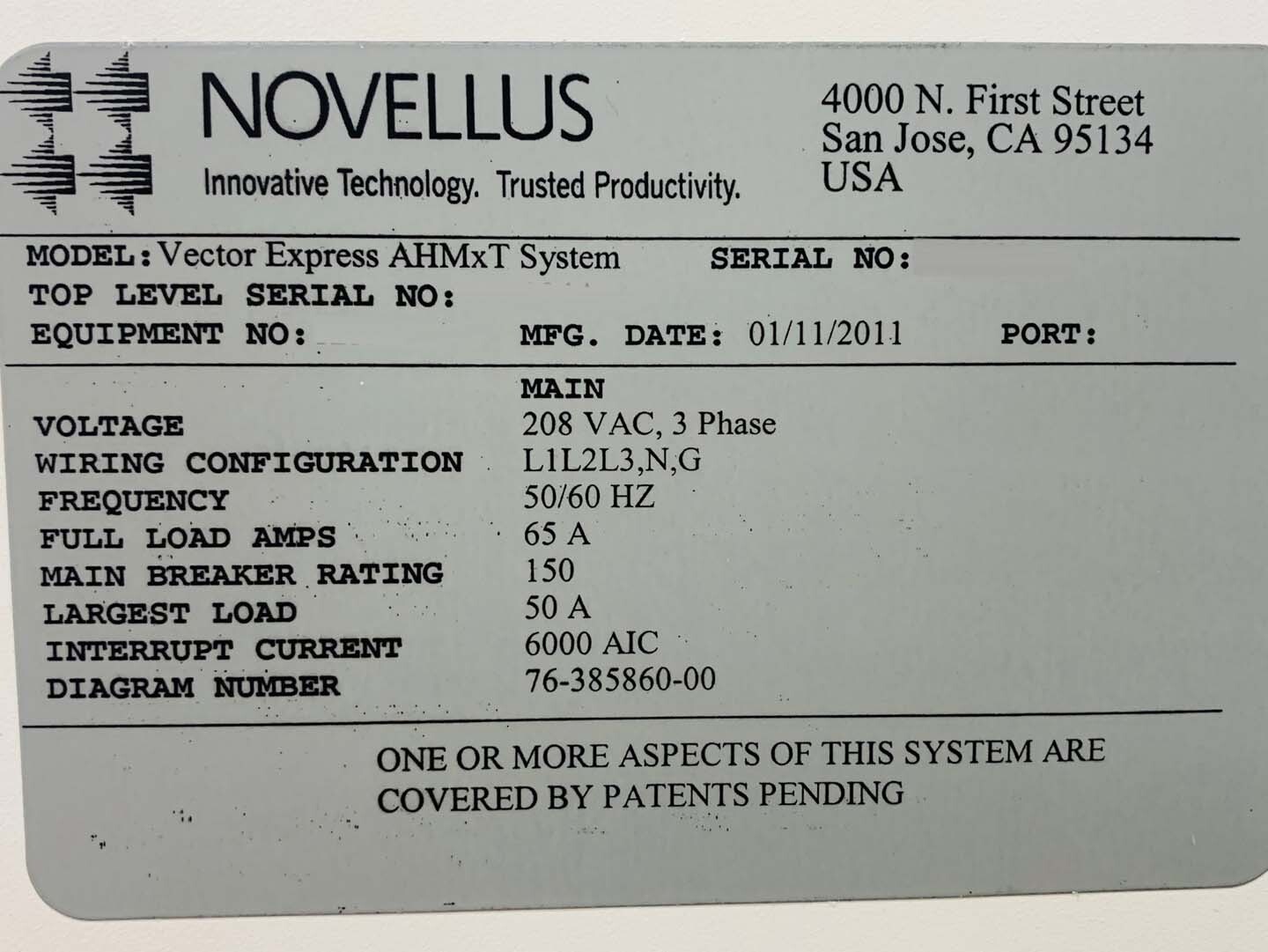 사진 사용됨 LAM RESEARCH / NOVELLUS Vector Express 판매용