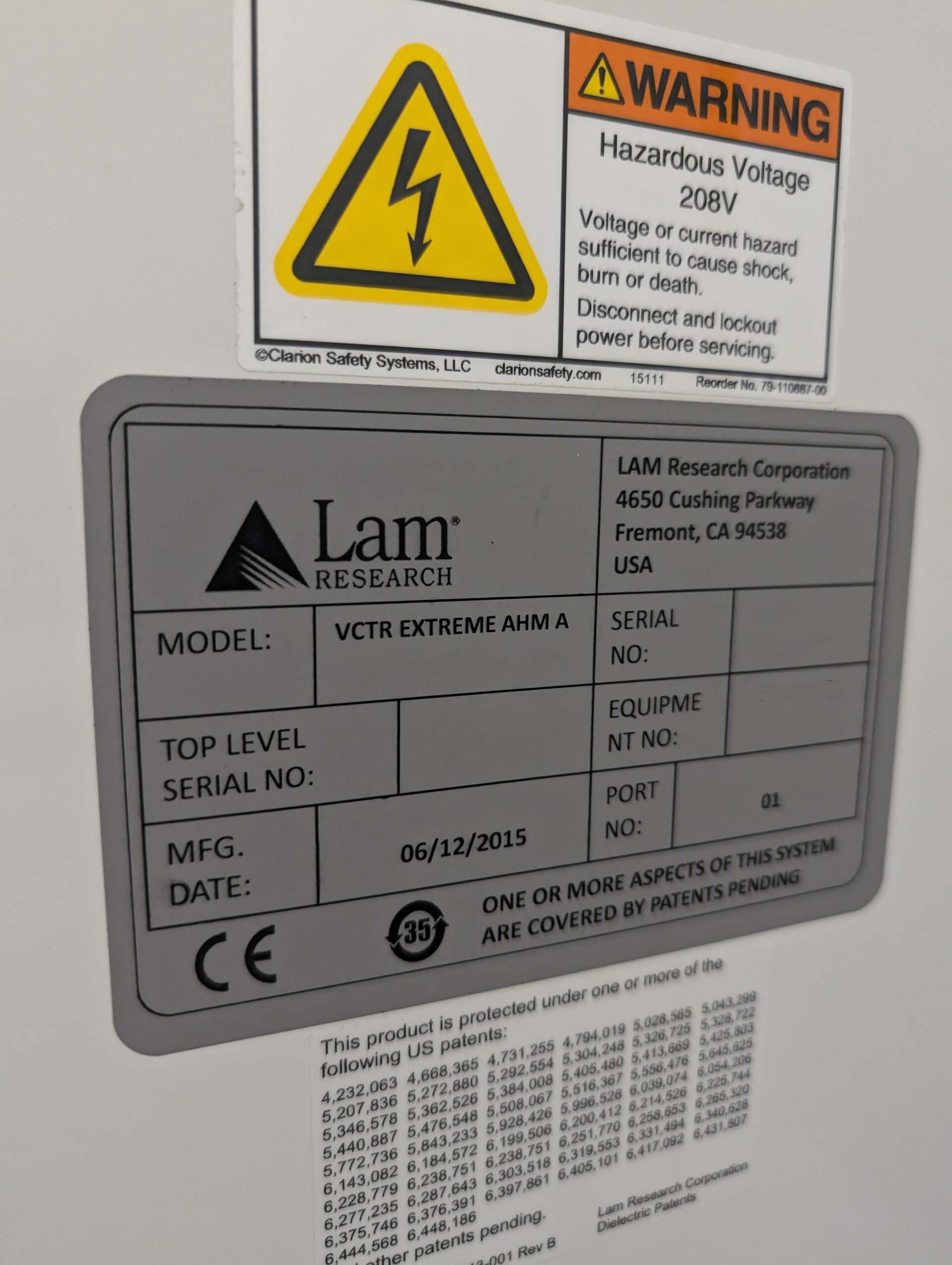 LAM RESEARCH / NOVELLUS Vector Extreme Etcher / Asher used for
