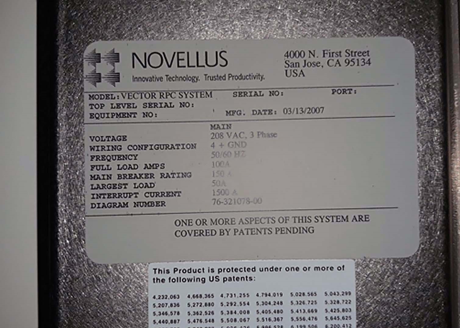 圖為 已使用的 LAM RESEARCH / NOVELLUS Vector 待售