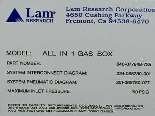 圖為 已使用的 LAM RESEARCH 846-077848-725 待售