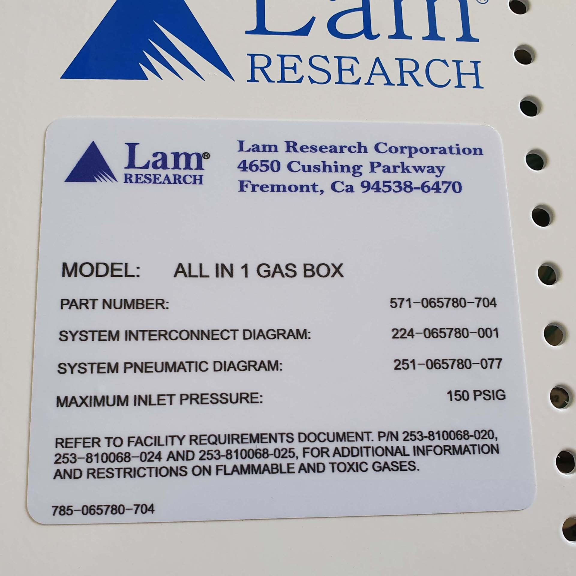 フォト（写真） 使用される LAM RESEARCH 571-065780-704 販売のために