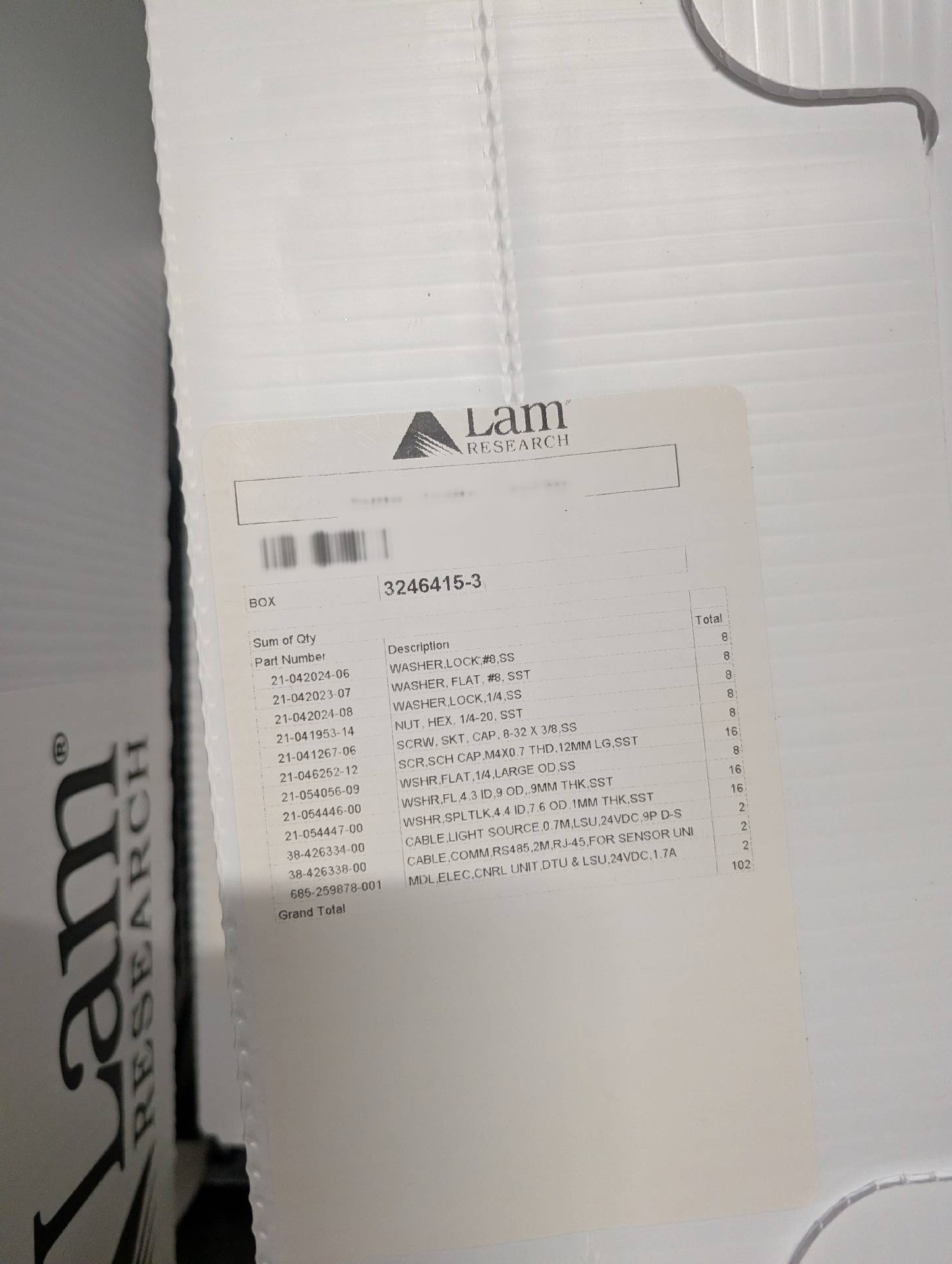 Photo Used LAM RESEARCH 685-259878-001 For Sale