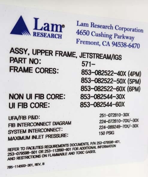 圖為 已使用的 LAM RESEARCH 853-082544-60X 待售