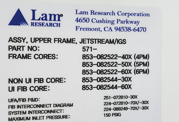 フォト（写真） 使用される LAM RESEARCH Upper Frame Assembly for JETSTREAM/IGS 571-082521-22884 販売のために