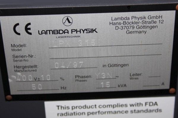 フォト（写真） 使用される LAMBDA PHYSIK LPX-315 販売のために