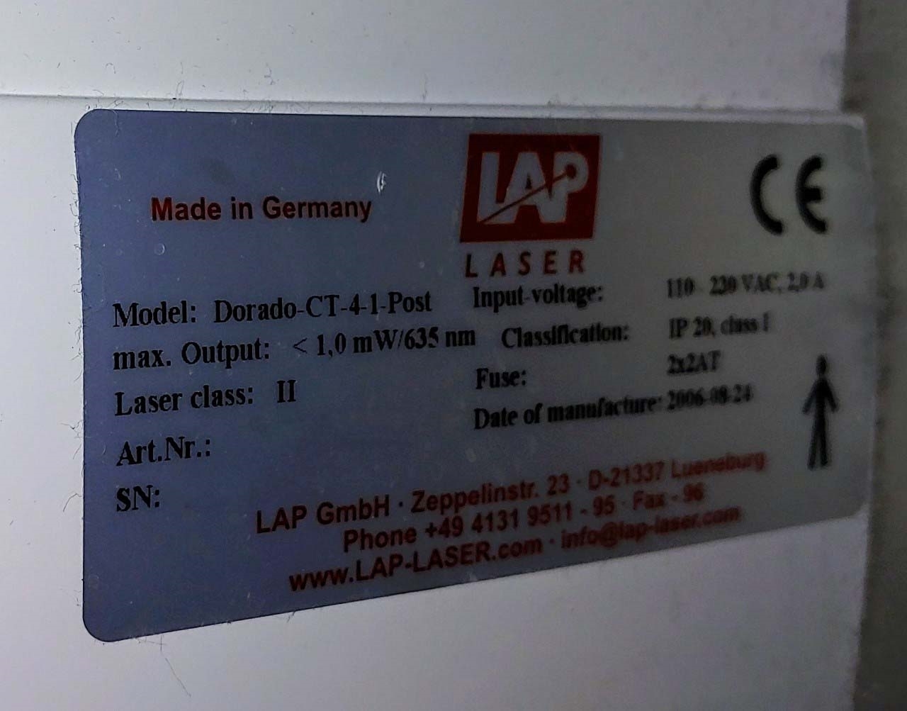 Photo Used LAP LASER DORADO CT-4-1 Post For Sale