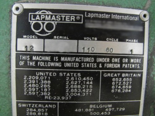 Photo Used LAPMASTER 12 For Sale