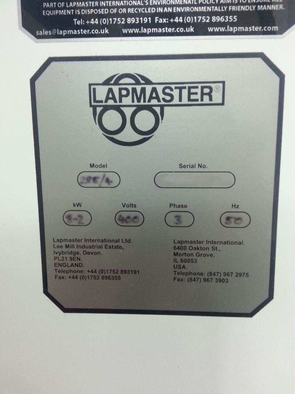 사진 사용됨 LAPMASTER 285/4 판매용