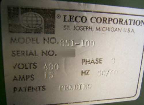 Photo Used LECO 851-100 For Sale
