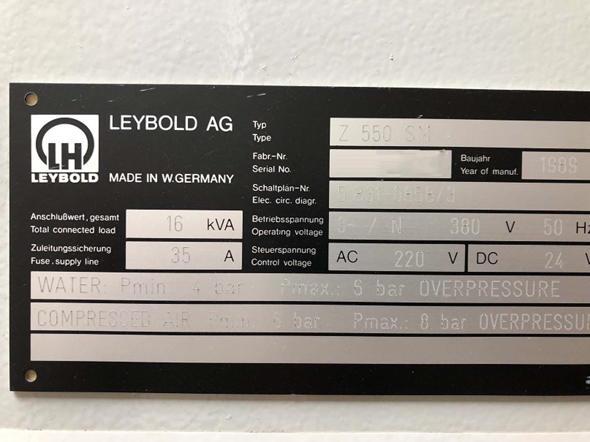 フォト（写真） 使用される LEYBOLD HERAEUS Z550SM 販売のために