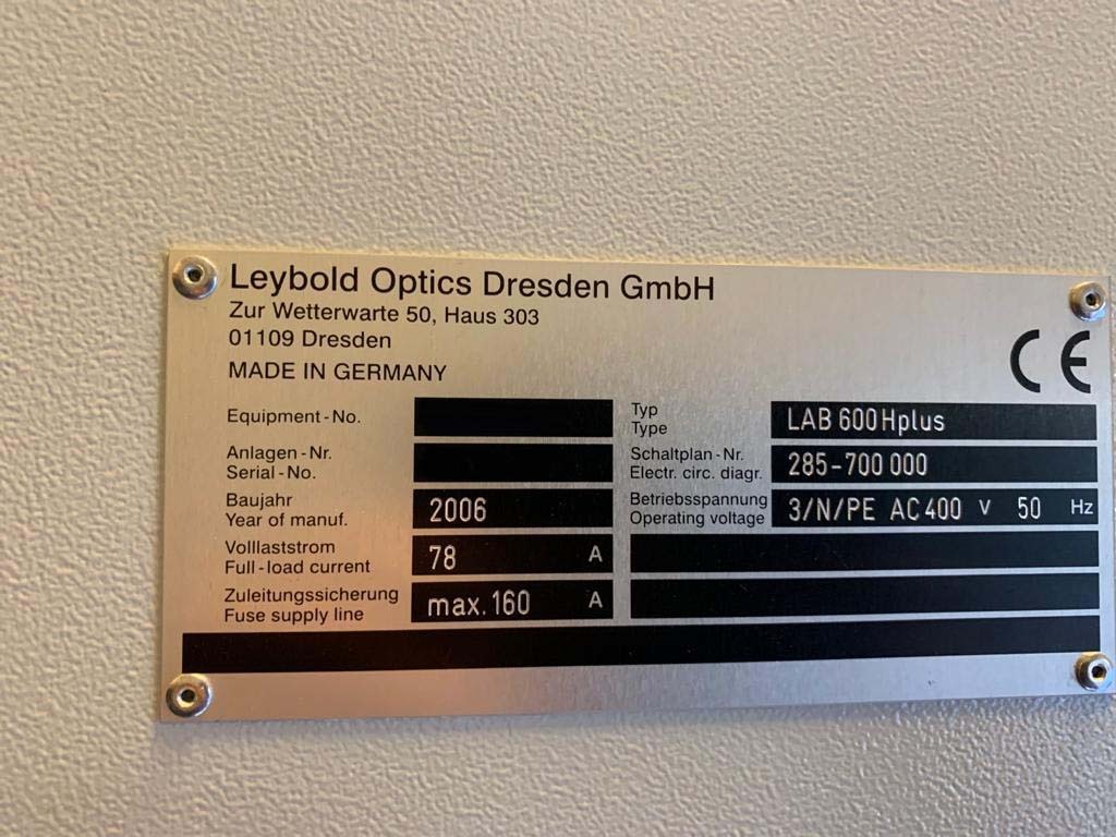 사진 사용됨 LEYBOLD LAB 600H Plus 판매용