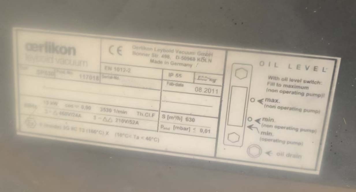 Photo Used LEYBOLD Screwline SP 630 For Sale
