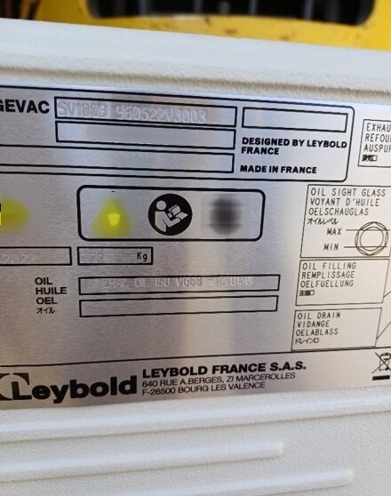 フォト（写真） 使用される LEYBOLD SV100 B 販売のために