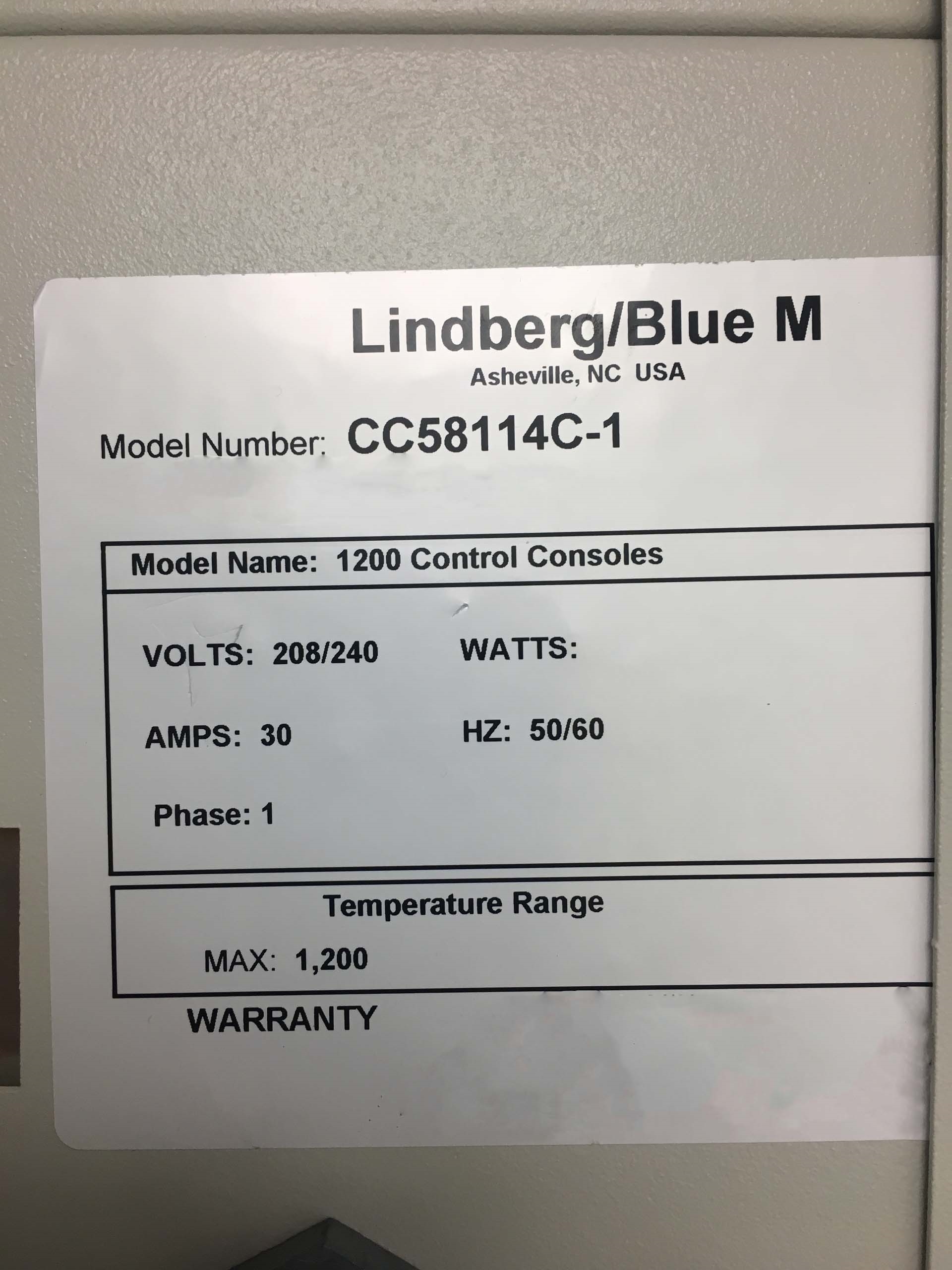 圖為 已使用的 LINDBERG / BLUE M 51442 HR 待售