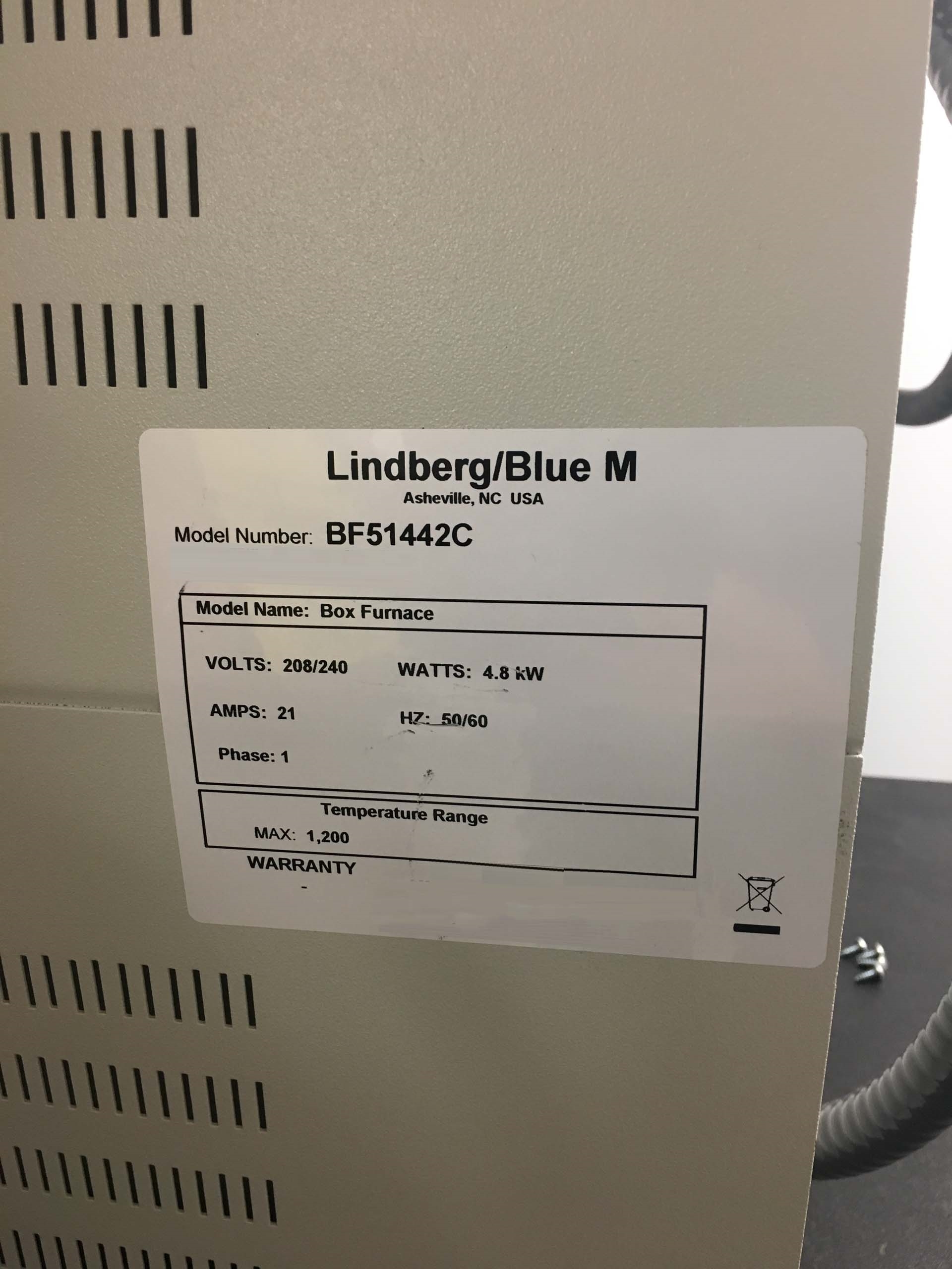 Photo Used LINDBERG / BLUE M 51442 HR For Sale