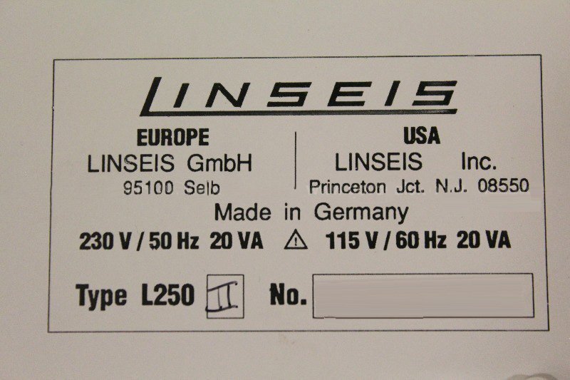 Photo Used LINSEIS L250 For Sale