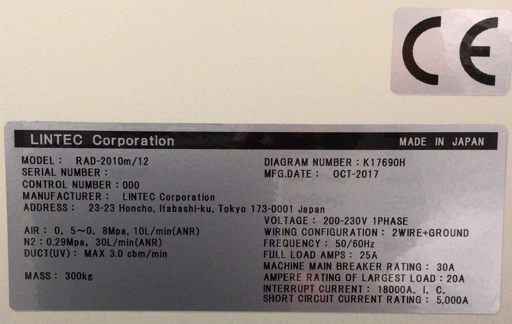 图为 已使用的 LINTEC RAD 2010 M/12 待售