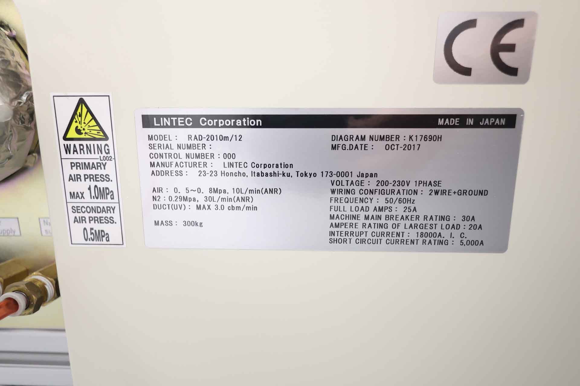 圖為 已使用的 LINTEC RAD 2010 M/12 待售