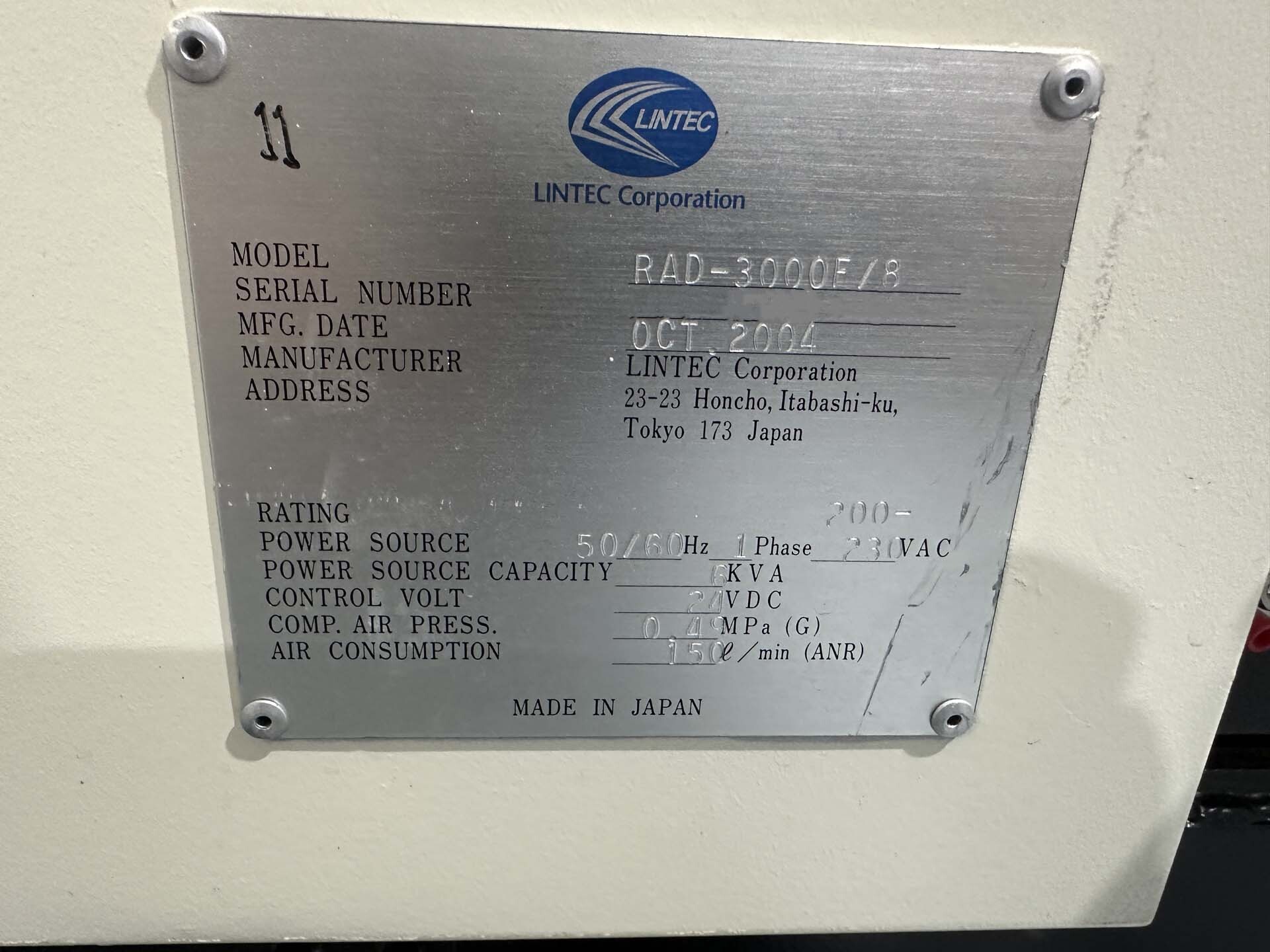 图为 已使用的 ADWILL / LINTEC RAD 3000 F/8 待售