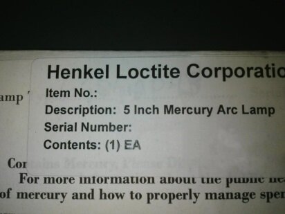 LOCTITE Mercury arc lamp #9213714