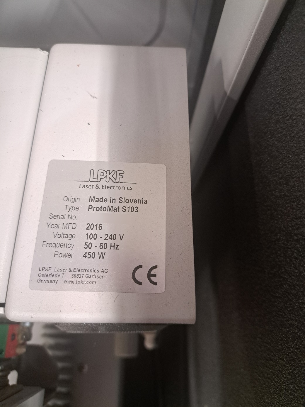 Photo Used LPKF ProtoMat S103 For Sale