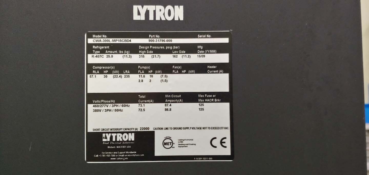 Photo Used LYTRON CWA-300L-MP15CBD4 For Sale