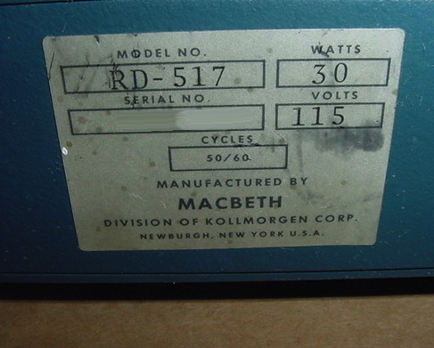 フォト（写真） 使用される MACBETH RD-517 販売のために