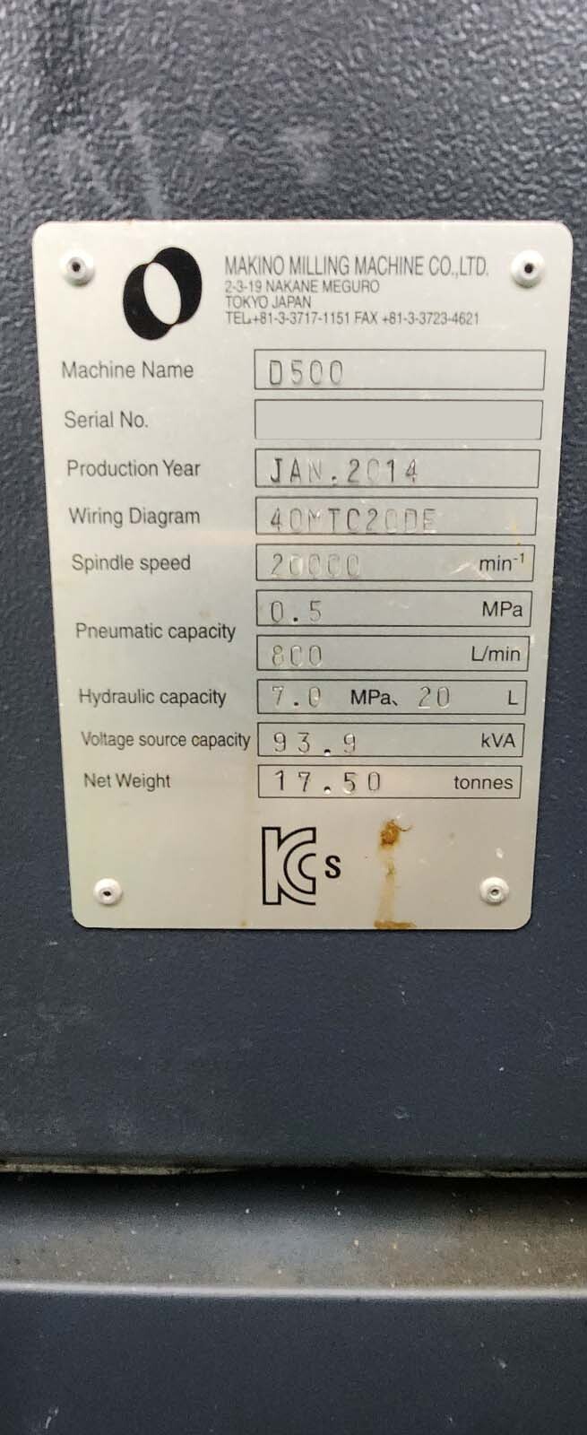 Photo Used MAKINO D500 For Sale