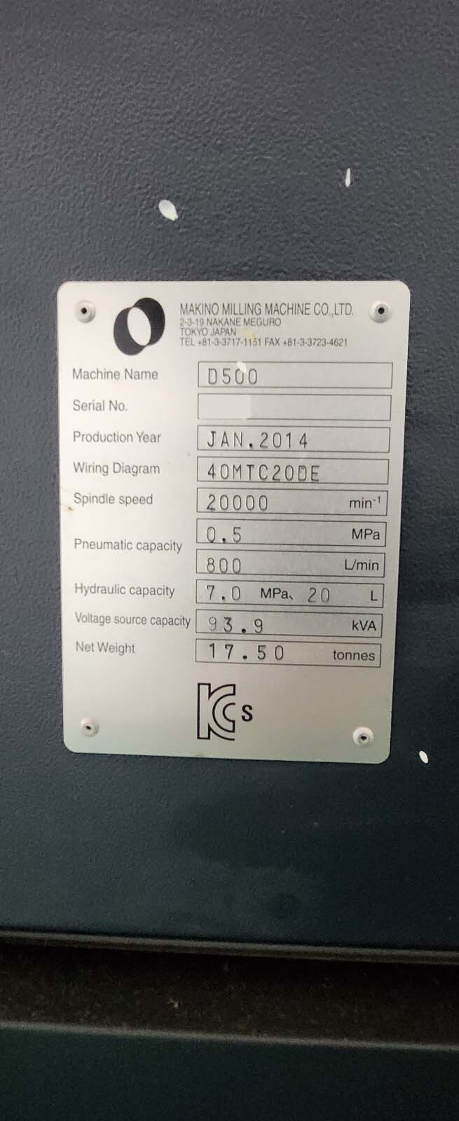 Photo Used MAKINO D500 For Sale