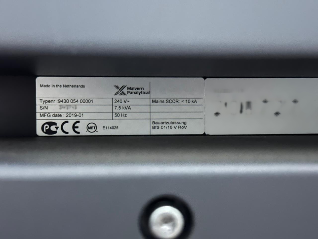 圖為 已使用的 MALVERN / PANALYTICAL 9430 054 00001 待售