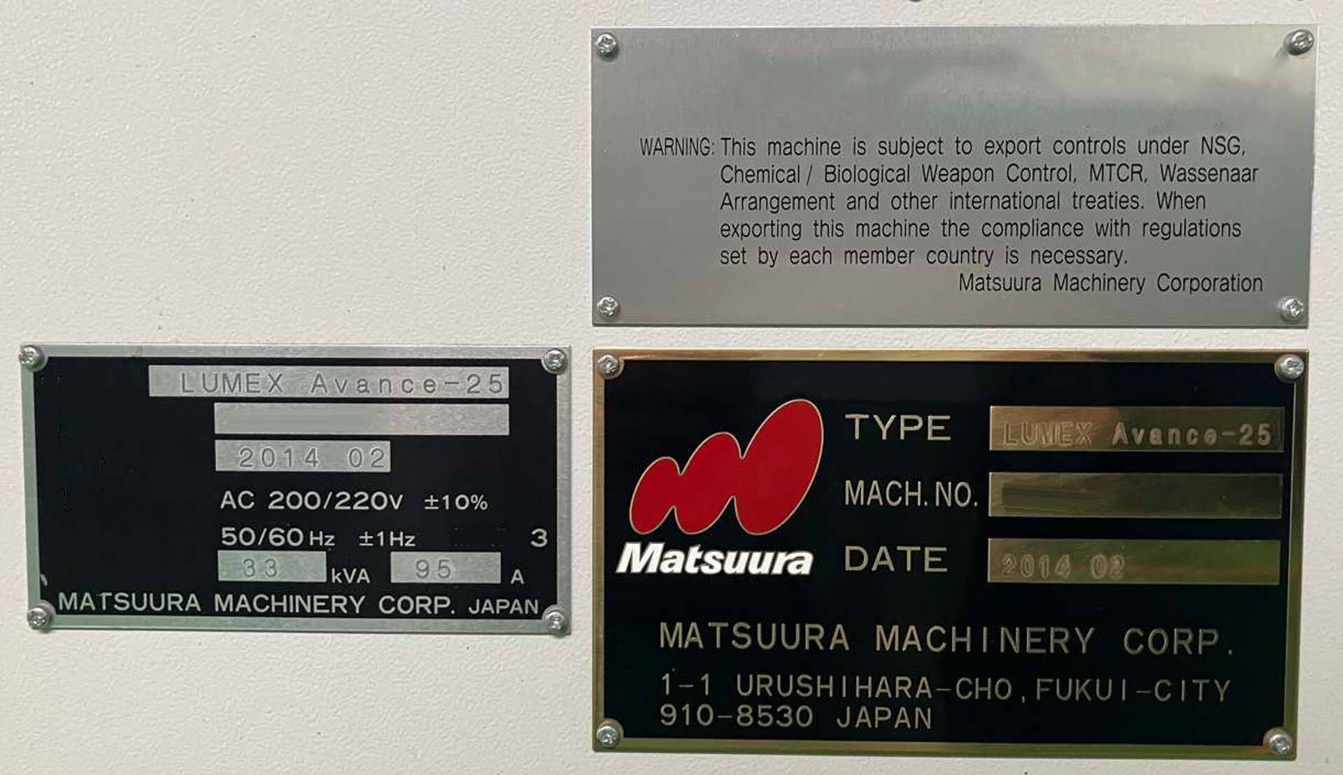 圖為 已使用的 MATSUURA LUMEX Avance-25 待售