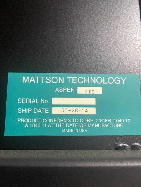 Photo Used MATTSON Aspen III For Sale
