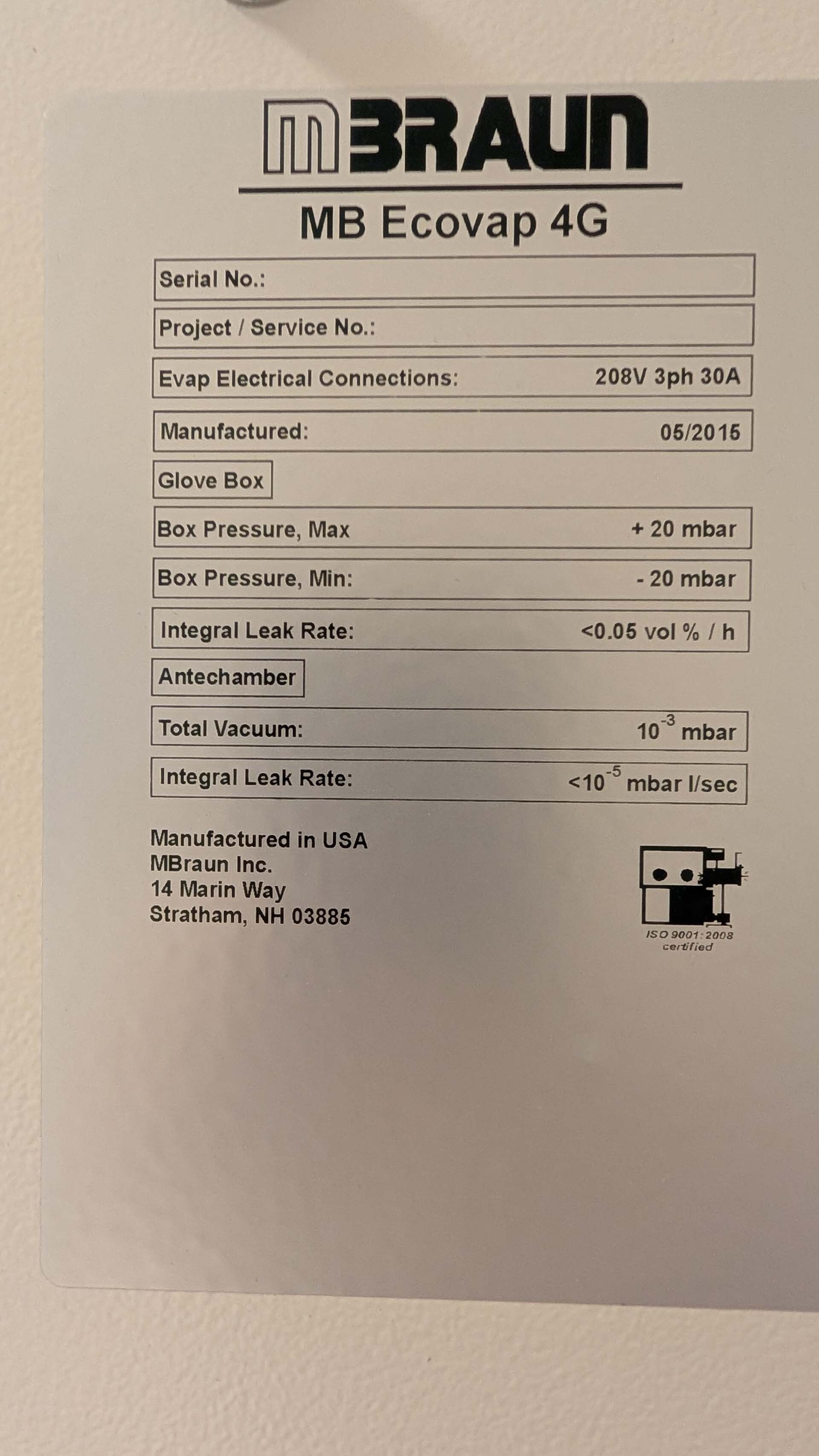 图为 已使用的 MBRAUN MB-EcoVap 4G 待售