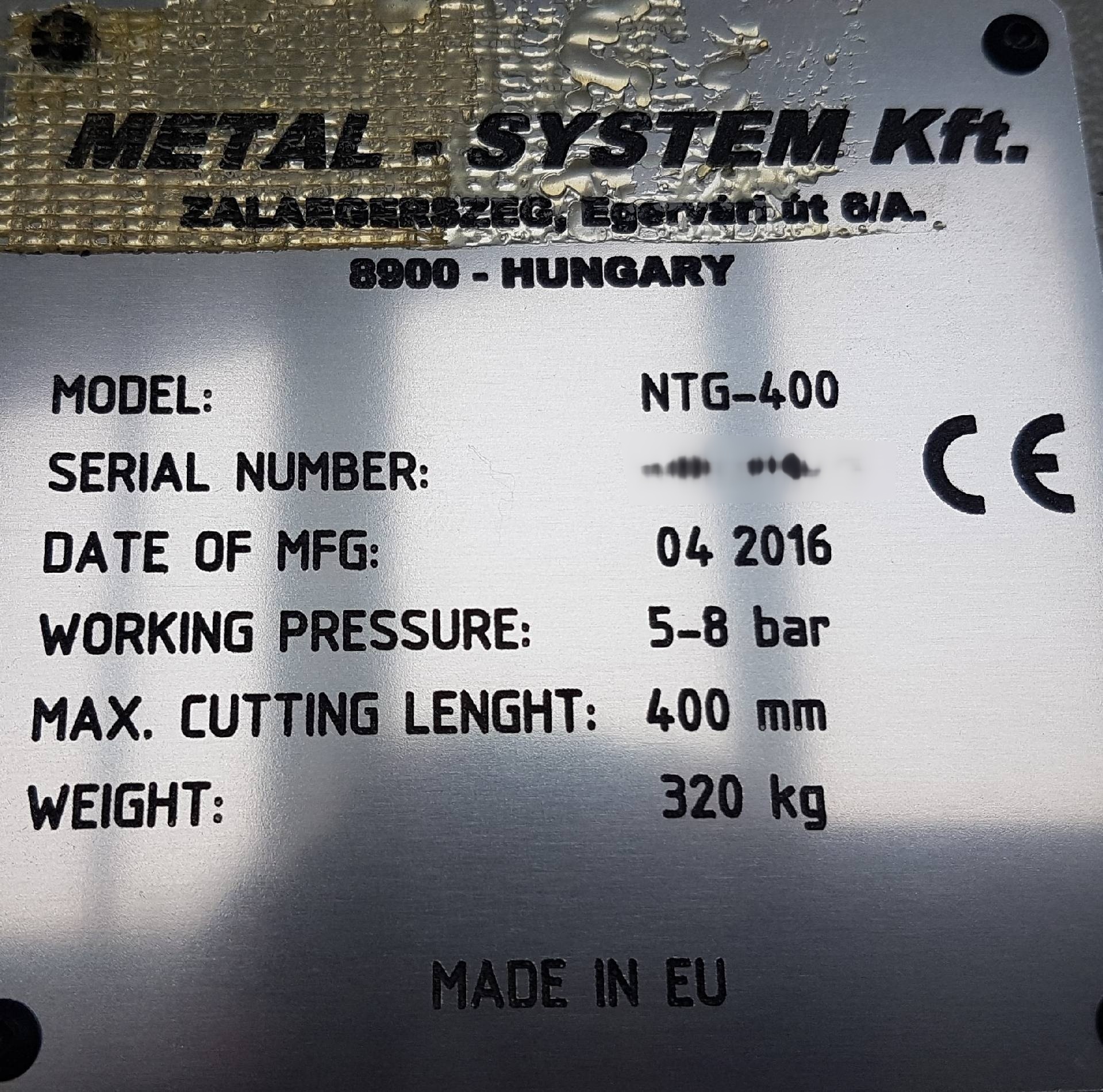 图为 已使用的 METAL SYSTEM NTG 400 待售