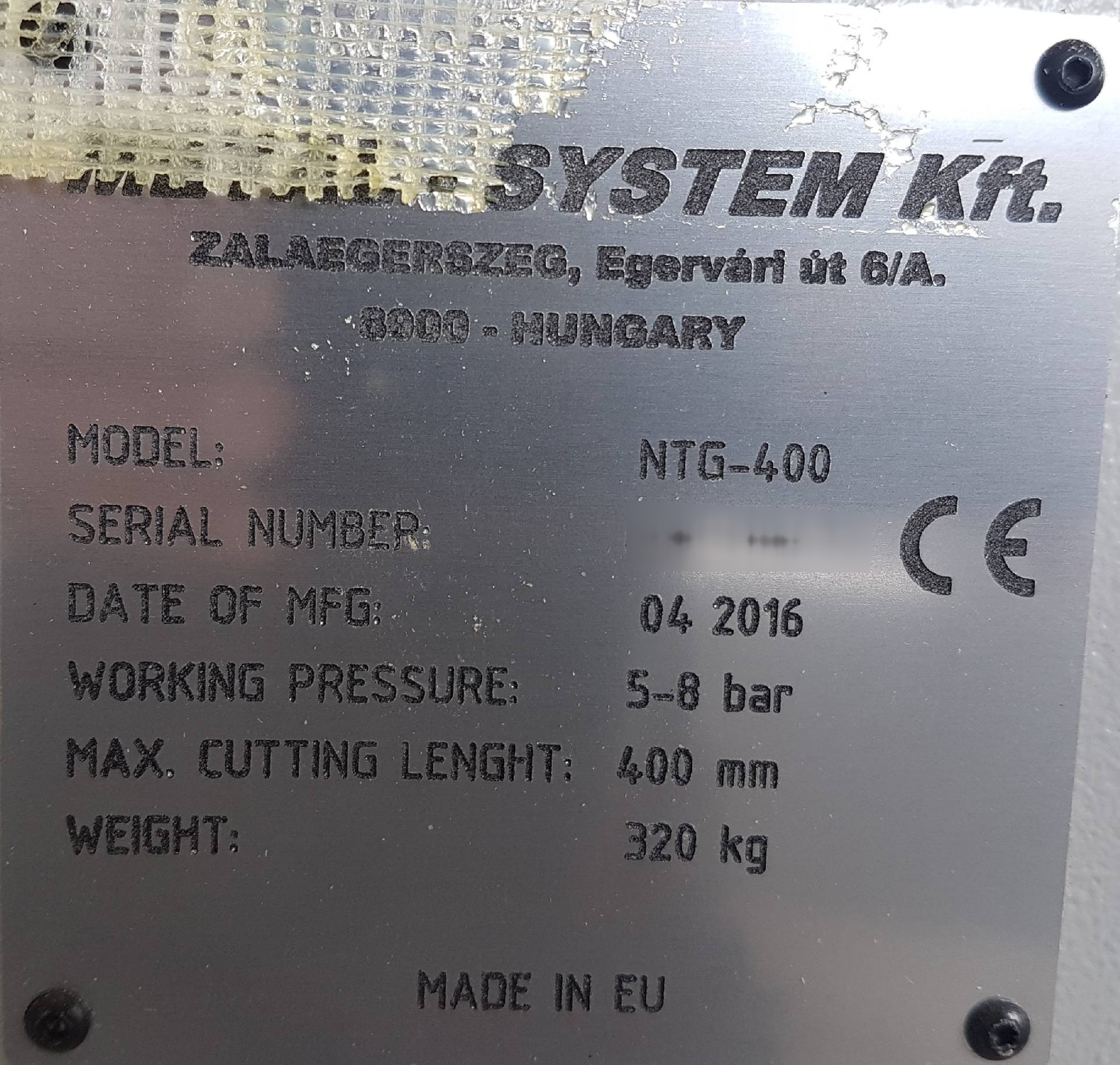 图为 已使用的 METAL SYSTEM NTG 400 待售