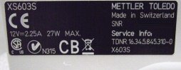 フォト（写真） 使用される METTLER TOLEDO XS 603S 販売のために