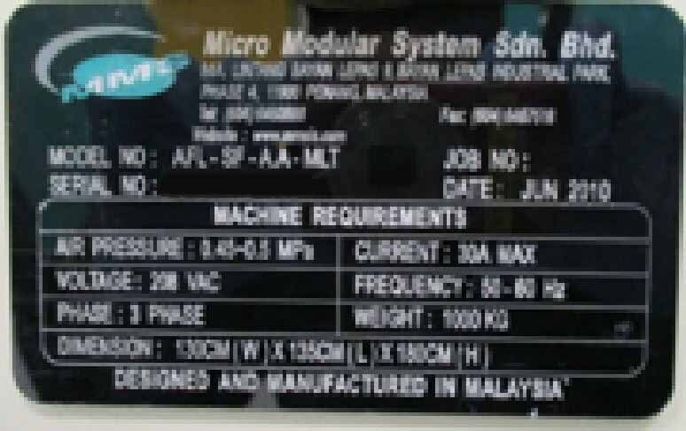 图为 已使用的 MICRO MODULAR SYSTEM / MMS AFL-SF-A-A-MLT 待售