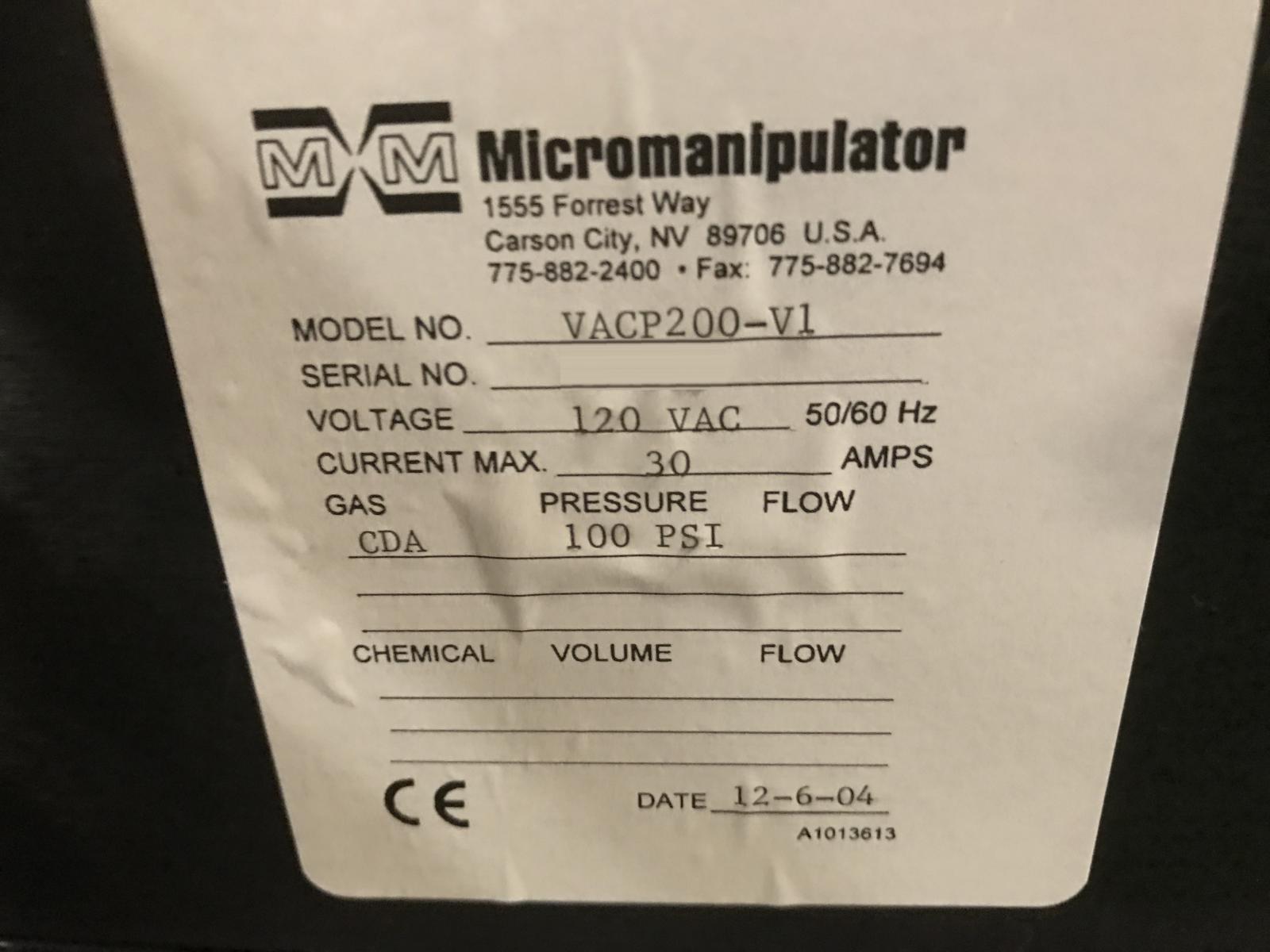 Photo Used MICROMANIPULATOR VACP 200 For Sale