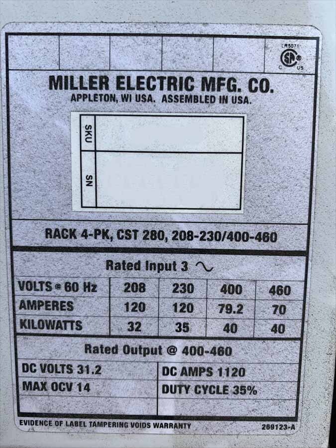 圖為 已使用的 MILLER CST 280 待售