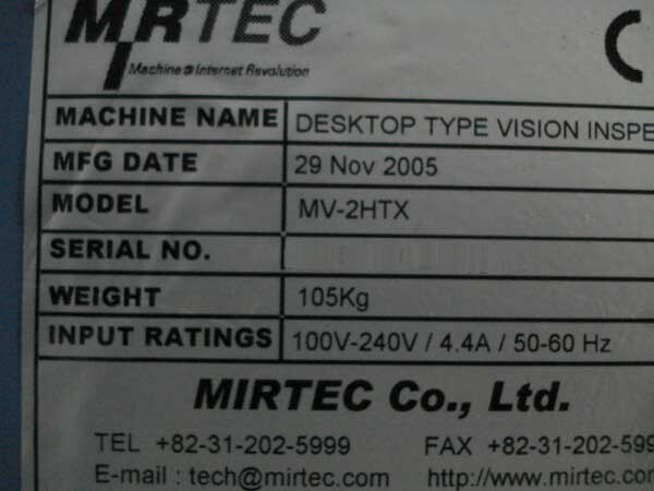 Photo Utilisé MIRTEC MV-2HTX À vendre