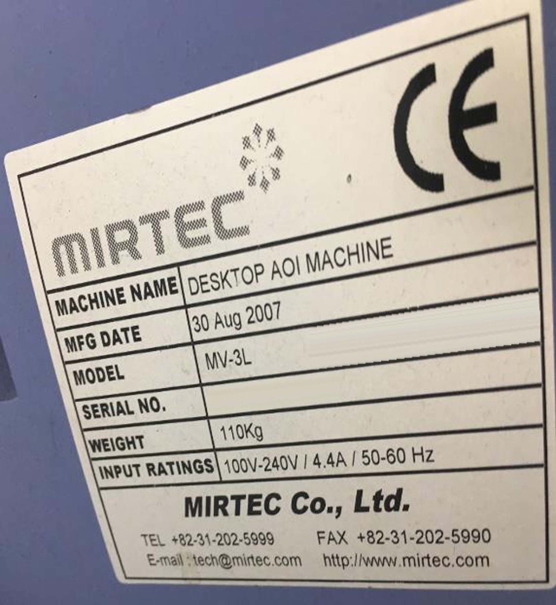 Photo Used MIRTEC MV-3L For Sale