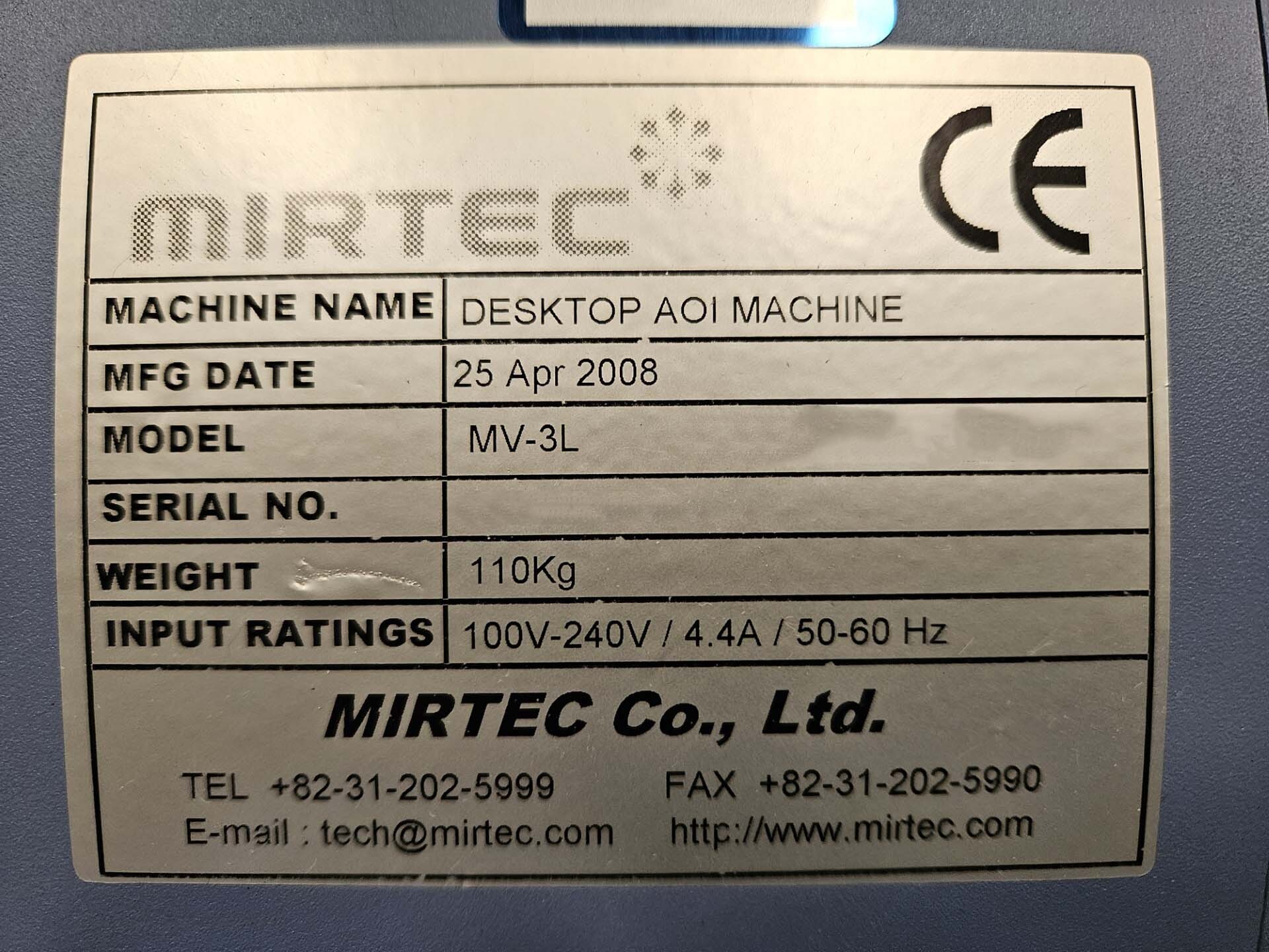 Photo Used MIRTEC MV-3L For Sale