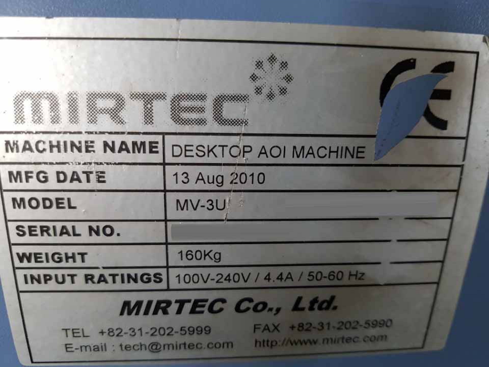 Photo Used MIRTEC MV-3U For Sale