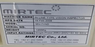 Photo Utilisé MIRTEC MV-7ND À vendre