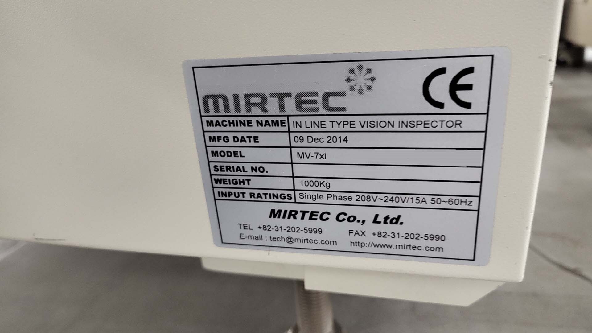 图为 已使用的 MIRTEC MV-7Xi 待售